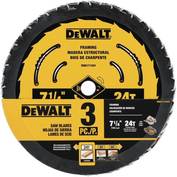 DEWALT 7 1/4" 3-Pack 24T Saw Blade