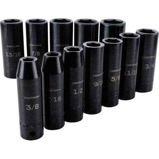 Craftsman 12 Piece 1/2" SAE Deep Impact Socket Set