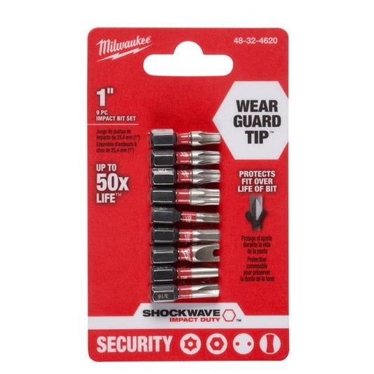 Milwaukee 9 Piece Shockwave Impact Security Bit Set