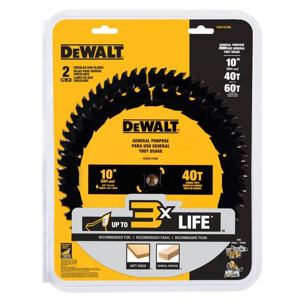 DEWALT 10" 40T and 60T Saw Blade Set