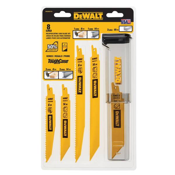 DEWALT 8 Piece Bi-Metal Reciprocating Saw Blade Kit