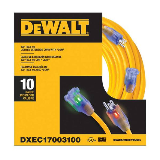 DEWALT 100' 10/3 Lighted Extension Cord