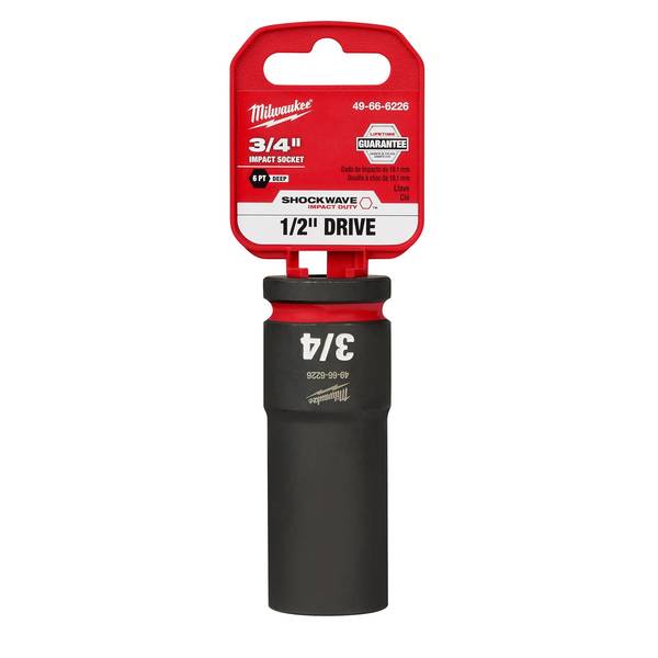 Milwaukee 1/2" Drive 3/4" Deep 6 Point Socket