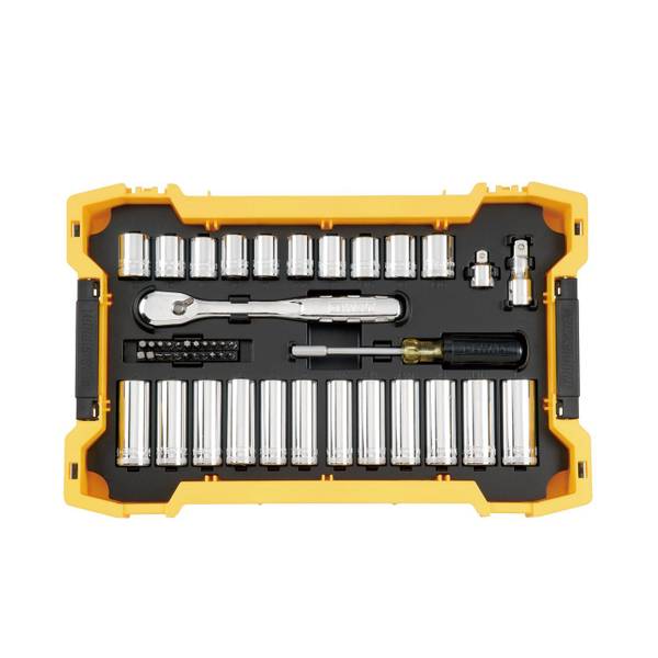 DEWALT 3/8" and 1/2" 85-Piece Mechanic Tool Set With ToughSystem 2.0 Tray and Lid