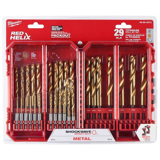 Milwaukee 29-Piece SHOCKWAVE Impact Duty RED HELIX Titanium Drill Bit Set