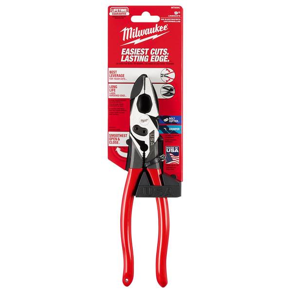 Milwaukee 9" Lineman's Dipped Grip Pliers with Crimper & Bolt Cutter