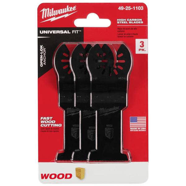 Milwaukee 3-Pack Oscillating Multi-Tool 1-3/8" HCS Wood Blade