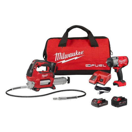 Milwaukee M18 FUEL 1/2" HTIW with Friction Ring and Grease Gun Combo Kit