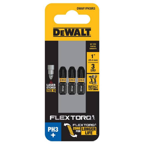 DEWALT 3-Pack FLEXTORQ IMPACT READY #3 Phillips 1" Bit