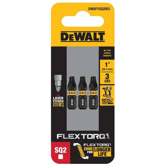 DEWALT 3-Pack FLEXTORQ IMPACT READY #2 Square 1" Bit