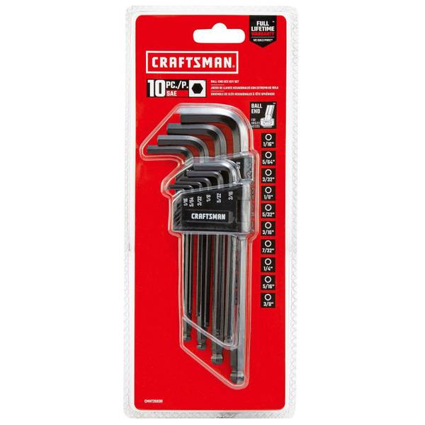 Craftsman 10 Piece Ball-End Hex Key Set SAE