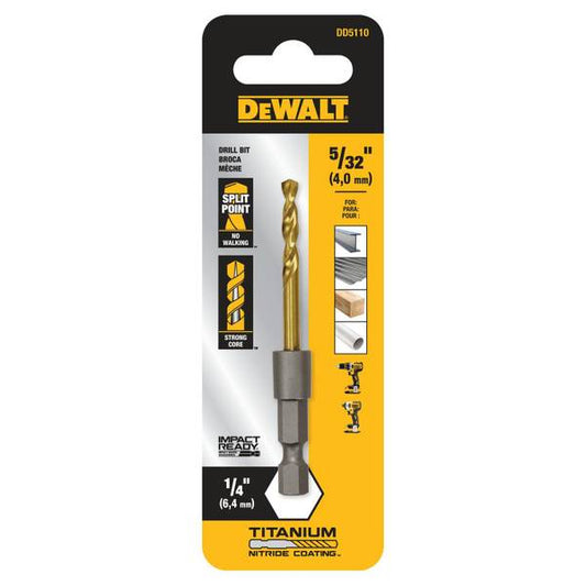 DEWALT IMPACT READY Titanium Nitride Coating 5/32" Drill Bit