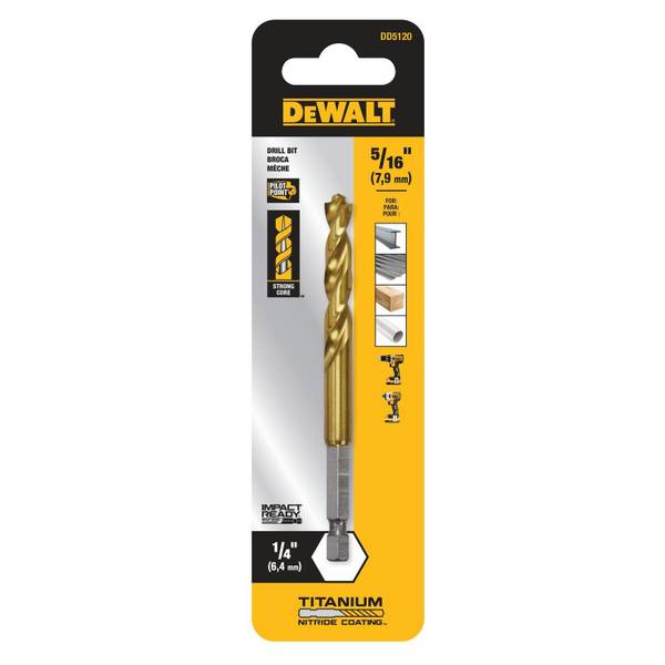 DEWALT IMPACT READY Titanium Nitride Coating 5/16" Drill Bit