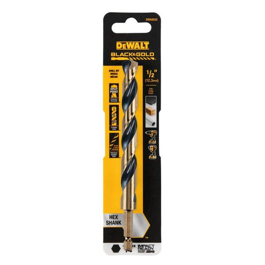 DEWALT Black & Gold Impact Ready 1/2" Drill Bit