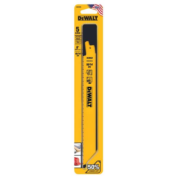 DEWALT 5-Pack 8" 10/14 TPI Reciprocating Saw Blade