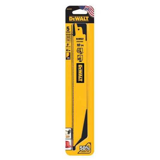 DEWALT 5-Pack 9" 10TPI Bi-Metal Reciprocating Saw Blade