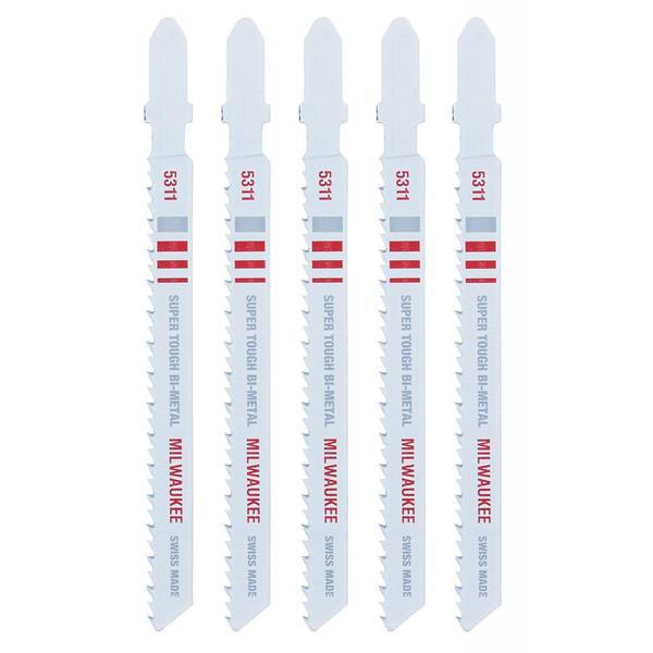 Milwaukee 5-Pack 4" 10TPI T-Shank Wood Bi-Metal Jig Saw Blades