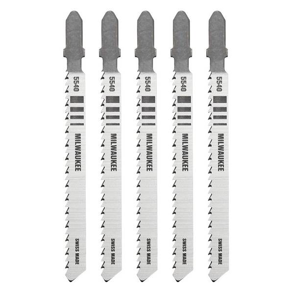 Milwaukee 5-Pack 4" 10TPI T-Shank Wood High Carbon Steel Jig Saw Blades