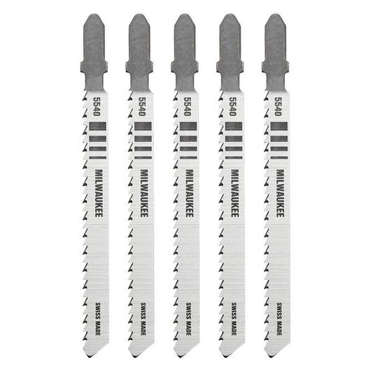 Milwaukee 5-Pack 4" 10TPI T-Shank Wood High Carbon Steel Jig Saw Blades