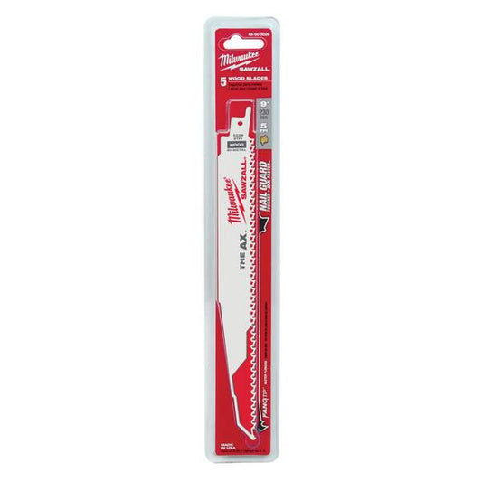 Milwaukee 5-Pack 9" 5 TPI The Ax Sawzall Blades