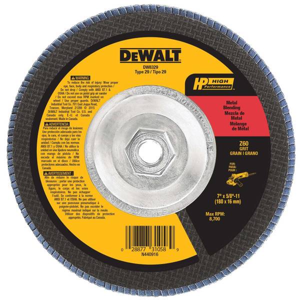 DEWALT 7"x5/8"-11 60 Grit Zirconia Flap Disc