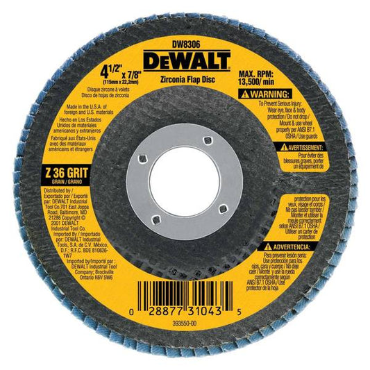 DEWALT 4-1/2"x7/8" HP 60 Grit Zirconia Flap Disc