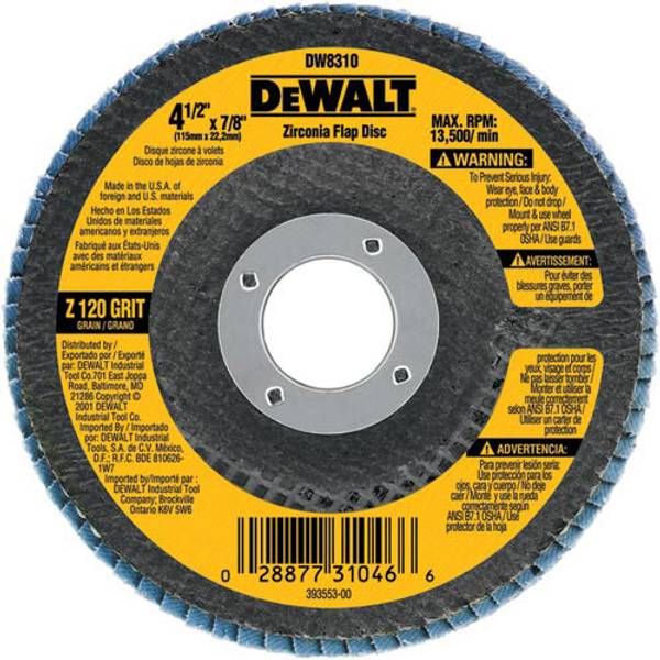 DEWALT 4-1/2"x7/8" HP 60 Grit Zirconia Flap Disc