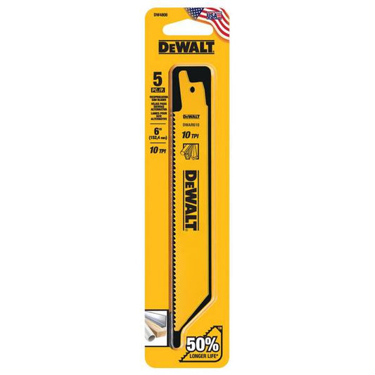 DEWALT 5-Pack 6" 10 TPI Reciprocating Saw Blade