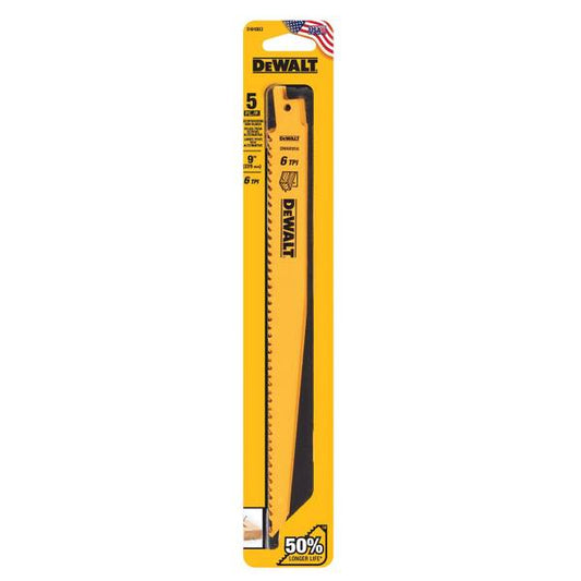 DEWALT 5-Pack 9" 6 TPI Reciprocating Saw Blade