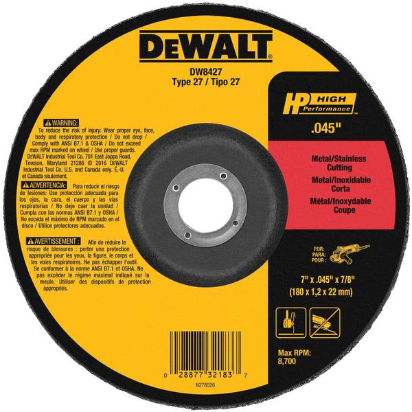 DEWALT 4-1/2"x .045"x 7/8" HP Cutting Wheel