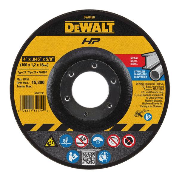 DEWALT 4-1/2"x .045"x 7/8" HP Cutting Wheel