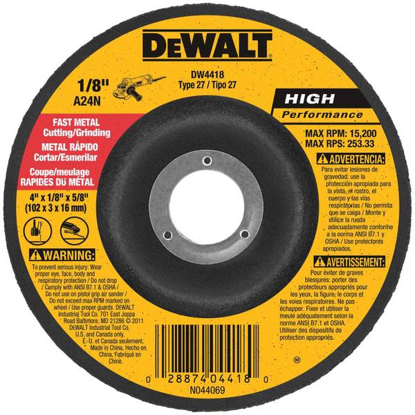 DEWALT 4"x1/8"x5/8" General Purpose Metal Cutting Wheel