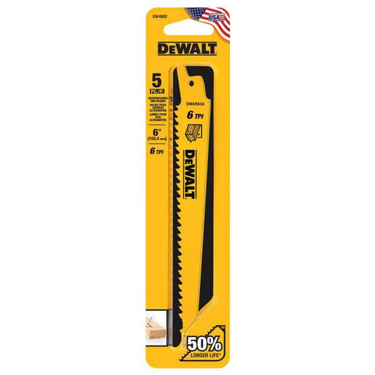 DEWALT 5-Pack 6" 6 TPI Reciprocating Saw Blade