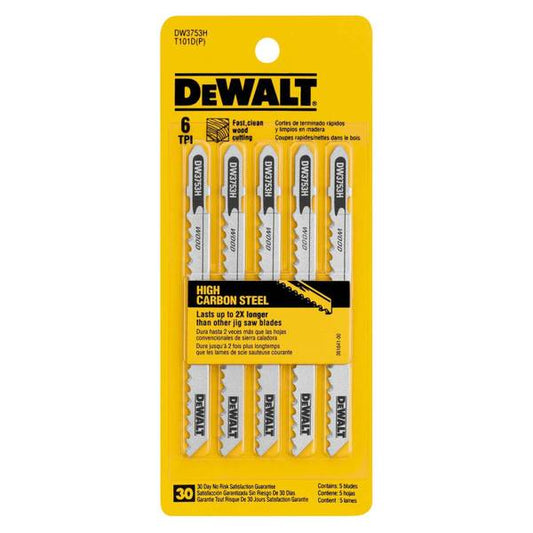 DEWALT 5-Piece 4" 6 TPI Fast/Clean Jig Saw Blade