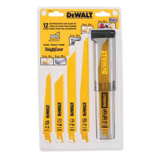 DEWALT 12 Piece Bi-Metal Reciprocating Saw Blade Set with Telescoping Case