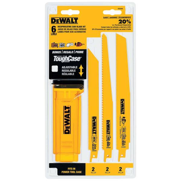 DEWALT 6 Piece Bi-Metal Reciprocating Saw Blade Set with Telescoping Case