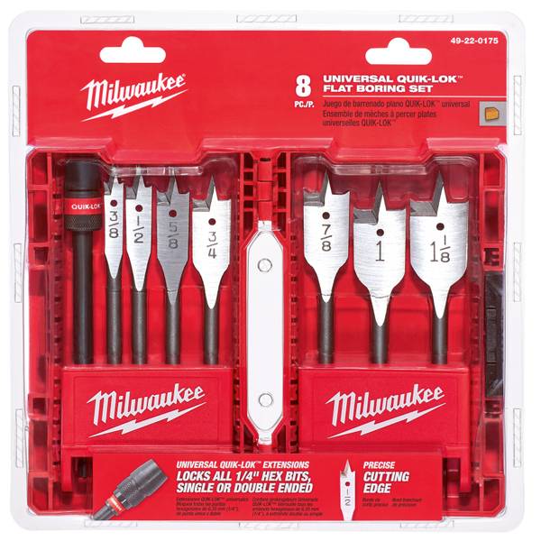 Milwaukee 8-Piece 6" Universal Flat Boring Bit Set