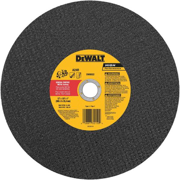 DEWALT 12"X1/8"X1" HP Metal Cutting Chop Saw Wheel