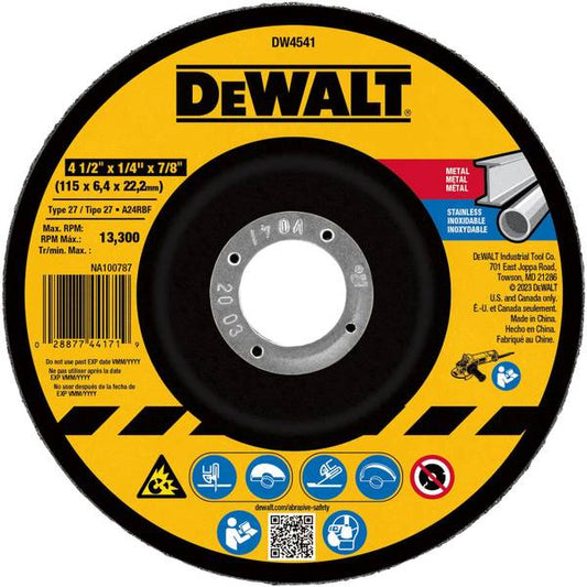 DEWALT 4-1/2" x 1/4" x 7/8" GP Metal Grinding Wheel