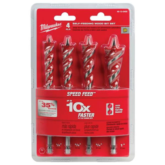 Milwaukee 4-Piece SPEED FEED Wood Bit 6-1/2" Set