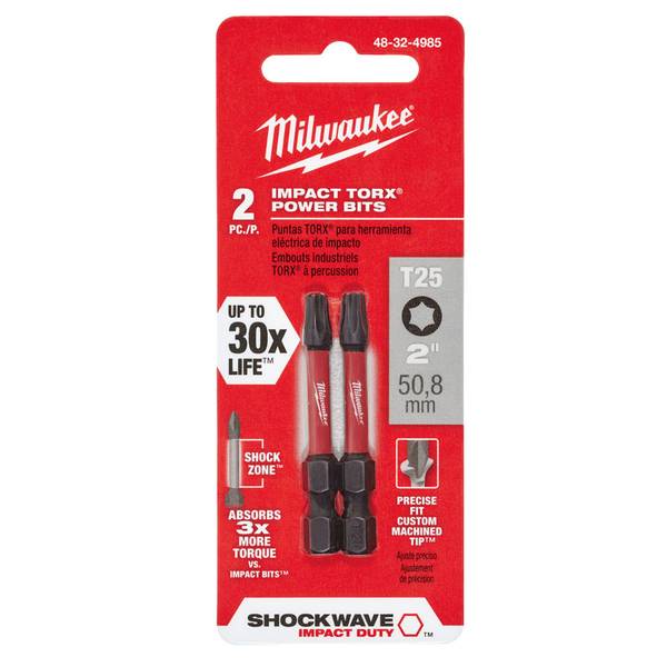 Milwaukee 2-Pack Shockwave 2" Impact Torx T25 Power Bits