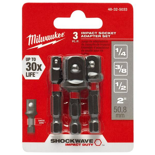 Milwaukee 3-Piece SHOCKWAVE Impact Hex Shank Socket Adapter Set