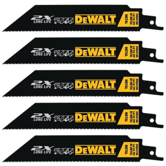 DEWALT 5-Pack 6" 14/18TPI 2X MAX Reciprocating Blade