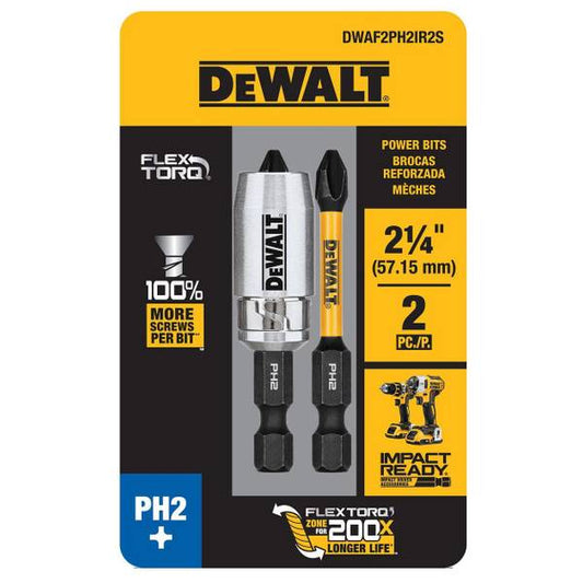 DEWALT FLEXTORQ IMPACT #2 Phillips 2" Bit 2-pack with Sleeve