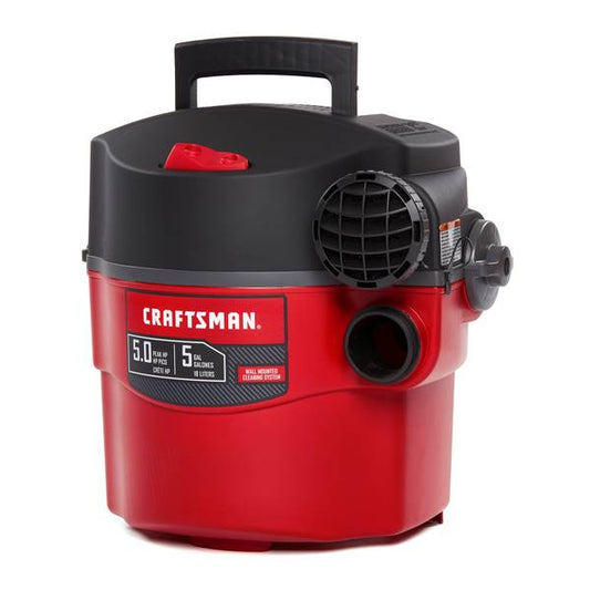 Craftsman CMXEVBE17925 5 Gallon 5.0 Peak HP Wet/Dry Wall-Mounted Shop Vacuum