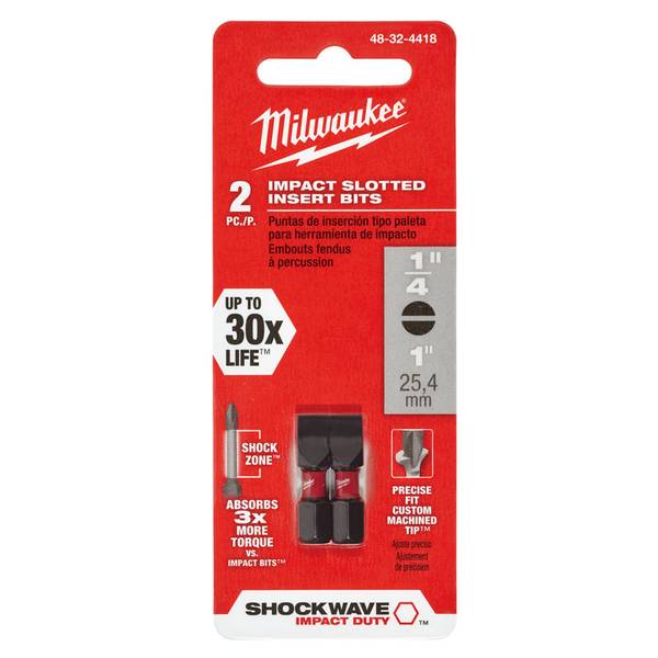 Milwaukee 2-Pack Shockwave Impact Slotted 1/4" Insert Bits