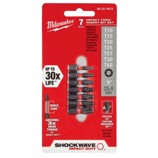 Milwaukee 7-Piece SHOCKWAVE Torx 1" Insert Bit Set