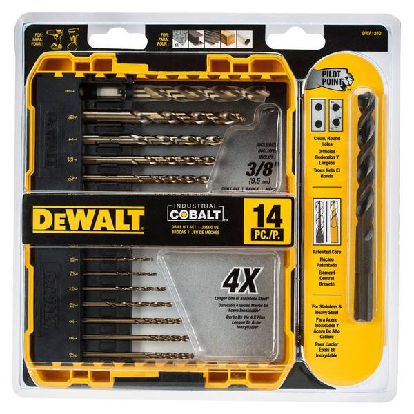 DEWALT 14-Piece Cobalt Pilot Point Drill Bit Set